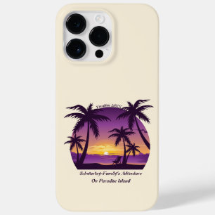 Vintage Beach Sunset Vacation lounger peach purple Case-Mate iPhone 14 Pro Max Case