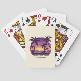 Vintage Beach Sunset Vacation lounger peach purple Playing Cards