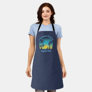 Vintage Beach Sunset Vacation Orange-blue lounger Apron