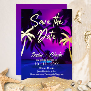 Vintage Beach Tropical Neon Save the Date