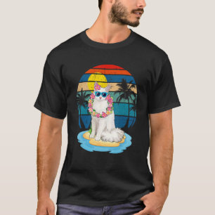 Vintage Beach Tropical Summer Vacation Angora Cat T-Shirt