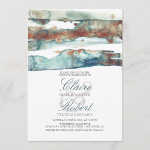 Vintage Beach Underwater Watercolor Splash Wedding Invitation