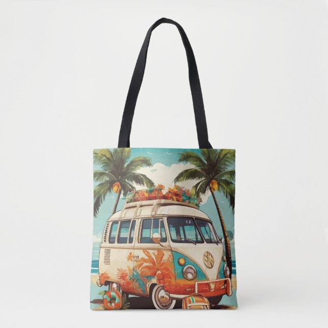 Vintage Beach Van Tote Bag (Front)