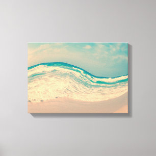Vintage Beach Wave in Pastel Colours Canvas Print