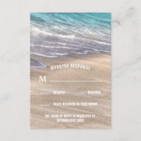 Vintage Beach Waves and Sand Wedding RSVP Cards
