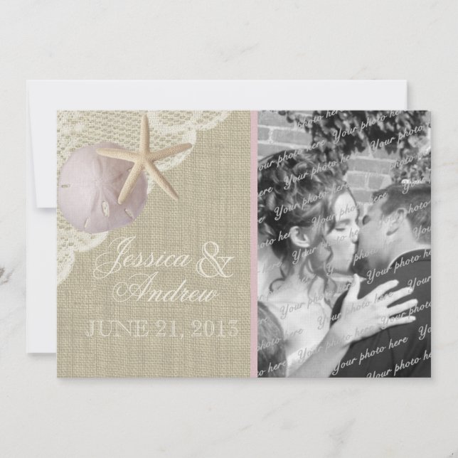 Vintage Beach Wedding Announcement (Front)