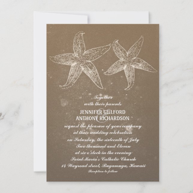VINTAGE BEACH WEDDING INVITATIONS (Front)