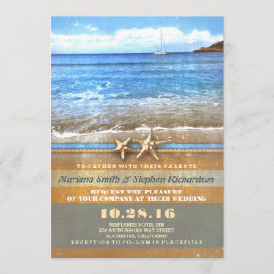 Vintage beach wedding invitations