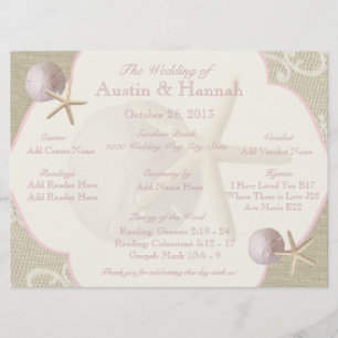 Vintage Beach Wedding Program Card