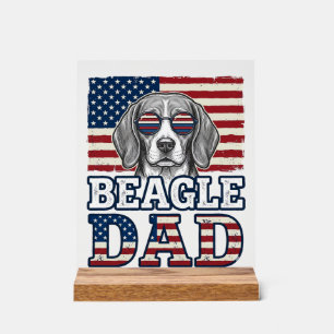 Vintage Beagle Dad Patriotic Dog Shirt Design_1 Acrylic Sign