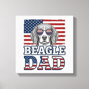Vintage Beagle Dad Patriotic Dog Shirt Design_1 Canvas Print