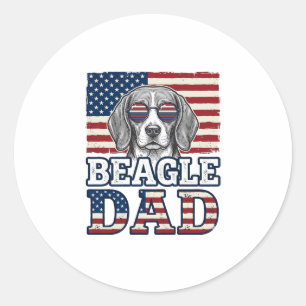 Vintage Beagle Dad Patriotic Dog Shirt Design_1 Classic Round Sticker