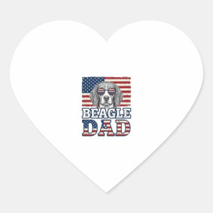 Vintage Beagle Dad Patriotic Dog Shirt Design_1 Heart Sticker
