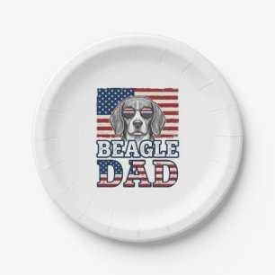 Vintage Beagle Dad Patriotic Dog Shirt Design_1 Paper Plate
