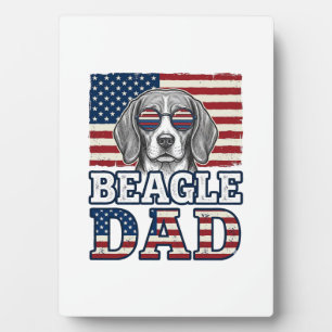 Vintage Beagle Dad Patriotic Dog Shirt Design_1 Plaque