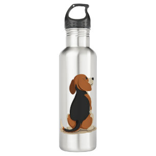 Vintage Beagle Dog Back View Illustration Pet Love 710 Ml Water Bottle