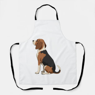 Vintage Beagle Dog Back View Illustration Pet Love Apron
