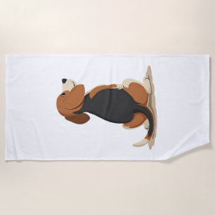 Vintage Beagle Dog Back View Illustration Pet Love Beach Towel