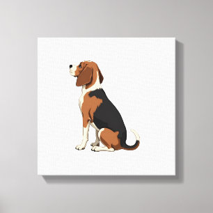 Vintage Beagle Dog Back View Illustration Pet Love Canvas Print