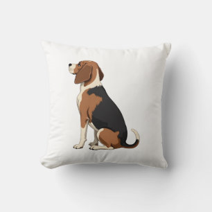Vintage Beagle Dog Back View Illustration Pet Love Cushion