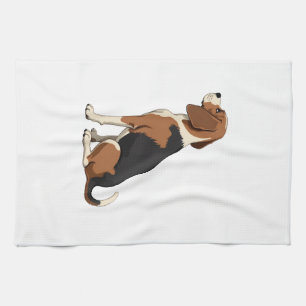 Vintage Beagle Dog Back View Illustration Pet Love Tea Towel