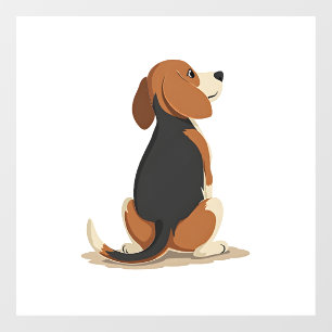 Vintage Beagle Dog Back View Illustration Pet Love Window Cling