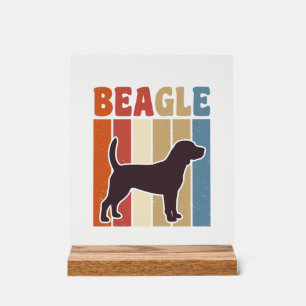 Vintage Beagle Dog Retro Stripe Vector Design_1 Acrylic Sign