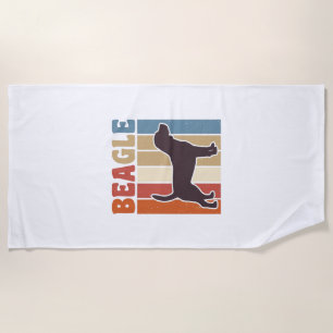 Vintage Beagle Dog Retro Stripe Vector Design_1 Beach Towel