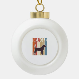 Vintage Beagle Dog Retro Stripe Vector Design_1 Ceramic Ball Christmas Ornament