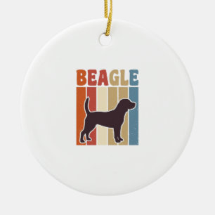 Vintage Beagle Dog Retro Stripe Vector Design_1 Ceramic Tree Decoration