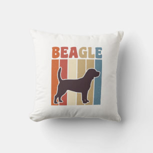 Vintage Beagle Dog Retro Stripe Vector Design_1 Cushion