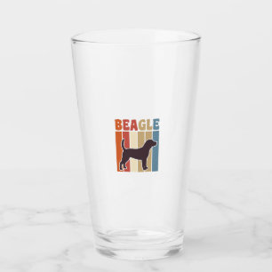 Vintage Beagle Dog Retro Stripe Vector Design_1 Glass
