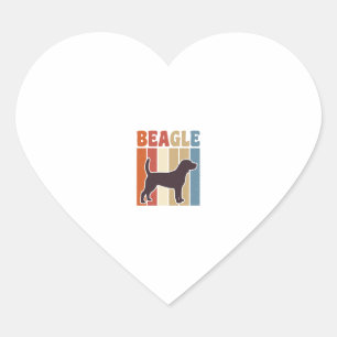 Vintage Beagle Dog Retro Stripe Vector Design_1 Heart Sticker