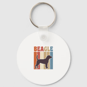 Vintage Beagle Dog Retro Stripe Vector Design_1 Key Ring