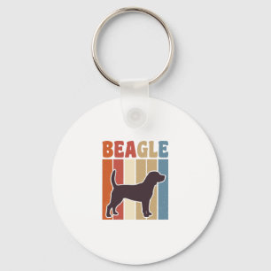 Vintage Beagle Dog Retro Stripe Vector Design_1 Key Ring