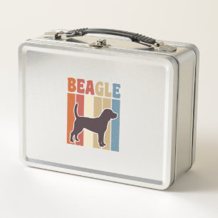 Vintage Beagle Dog Retro Stripe Vector Design_1 Metal Lunch Box