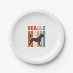 Vintage Beagle Dog Retro Stripe Vector Design_1 Paper Plate