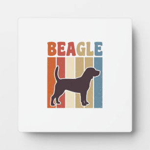Vintage Beagle Dog Retro Stripe Vector Design_1 Plaque