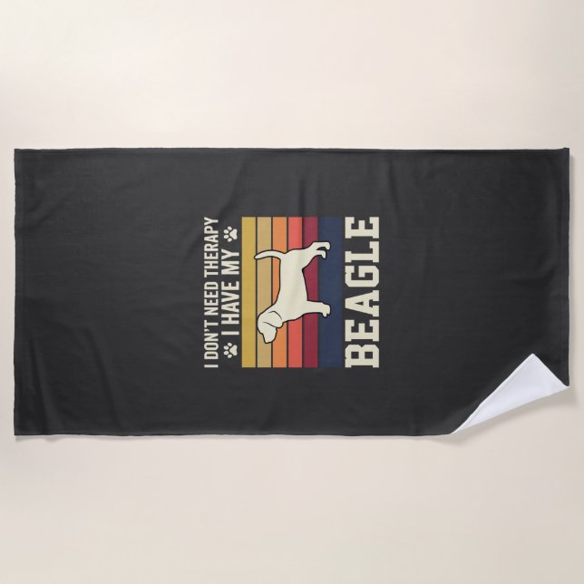 Vintage Beagle Dog Therapy Retro Beach Towel (Front)