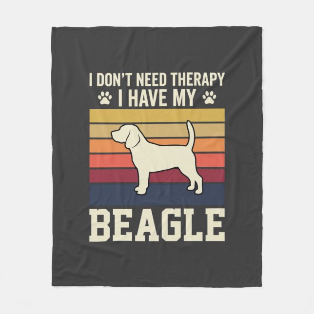 Vintage Beagle Dog Therapy Retro Fleece Blanket (Front)