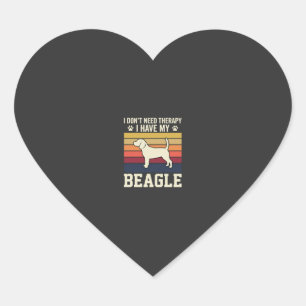 Vintage Beagle Dog Therapy Retro Heart Sticker
