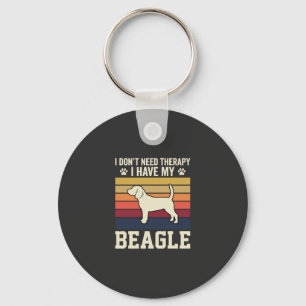 Vintage Beagle Dog Therapy Retro Key Ring