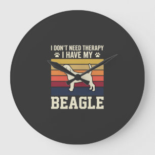 Vintage Beagle Dog Therapy Retro Large Clock