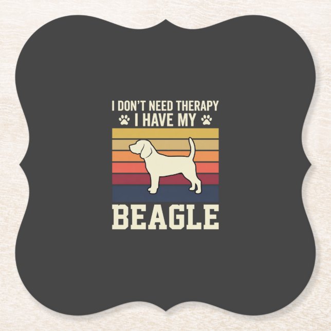 Vintage Beagle Dog Therapy Retro Paper Coaster (Front)
