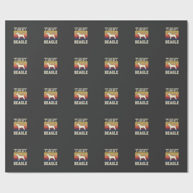 Vintage Beagle Dog Therapy Retro Wrapping Paper (Flat)