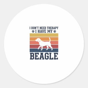 Vintage Beagle Dog Therapy Shirt Design_1 Classic Round Sticker