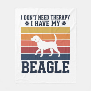 Vintage Beagle Dog Therapy Shirt Design_1 Fleece Blanket