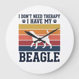 Vintage Beagle Dog Therapy Shirt Design_1 Large Clock