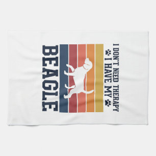 Vintage Beagle Dog Therapy Shirt Design_1 Tea Towel