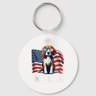Vintage Beagle Merica Sungles Patriotic American F Key Ring